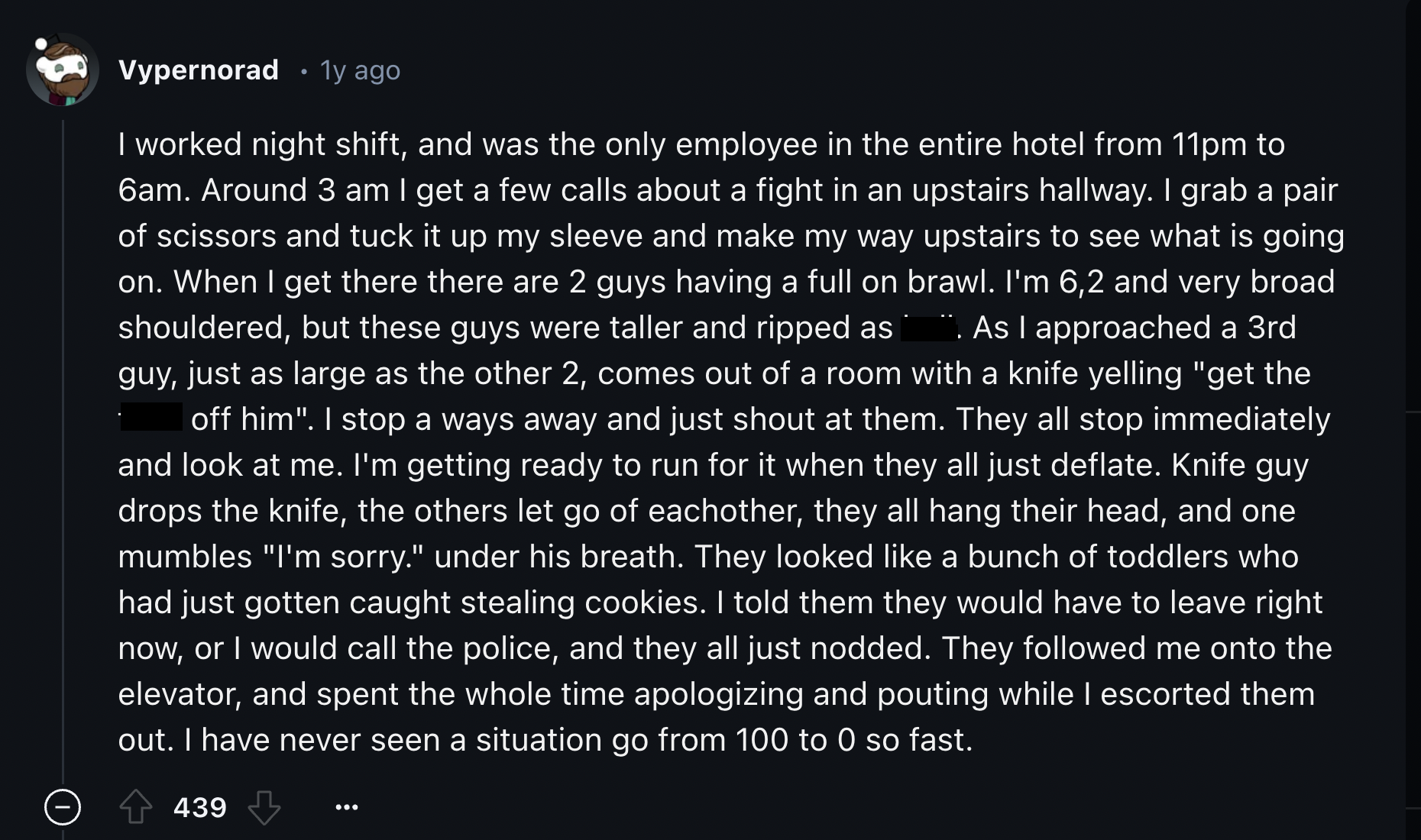 sally face journal entry 10 - Vypernorad 1y ago I worked night shift, and was the only employee in the entire hotel from 11pm to 6am. Around 3 am I get a few calls about a fight in an upstairs hallway. I grab a pair of scissors and tuck it up my sleeve an